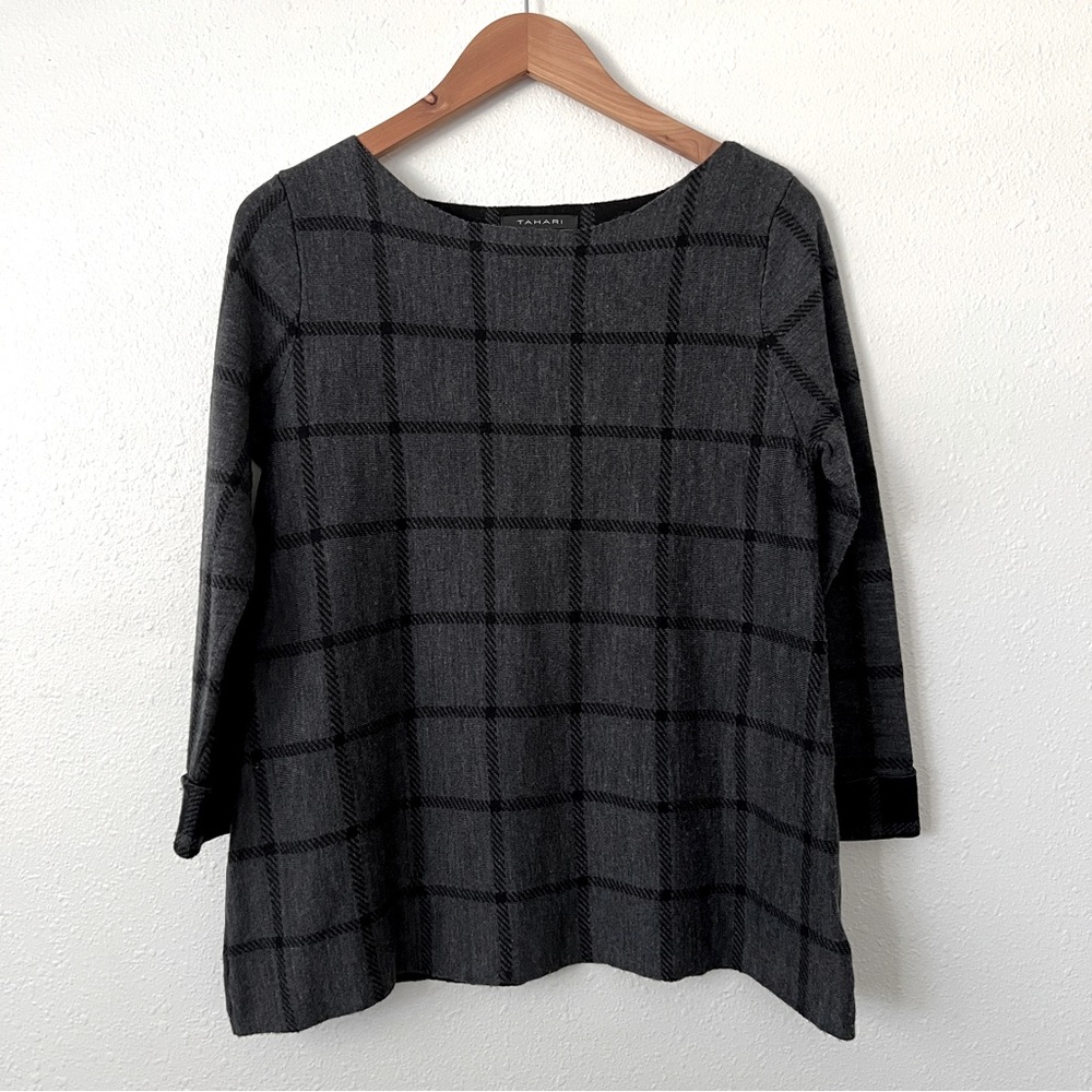 TAHARI Merino Wool Boxtop Sweater Size M
